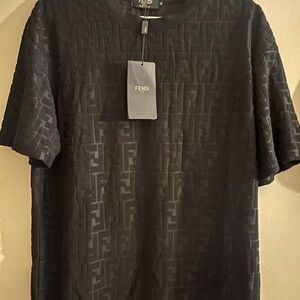 Fendi Black Tonal FF Jacquard Short Sleeve T-Shirt